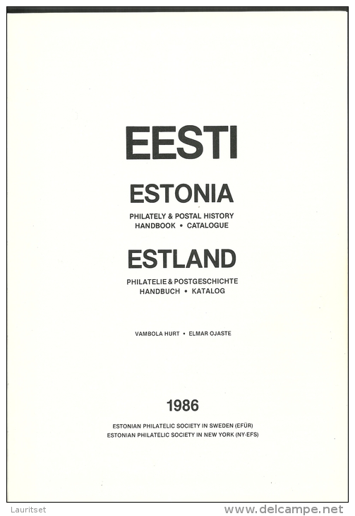 ESTONIA Estland Special Catalogue & Handbook Hurt & Ojaste 1986 UNUSED - Estland