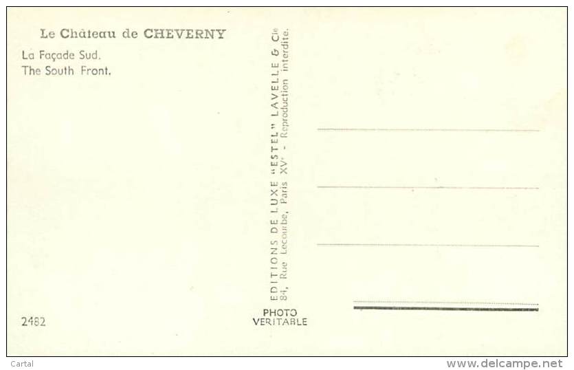 41 - Le Château De CHEVERNY - La Façade Sud (Ed. Estel, 2482) - Cheverny