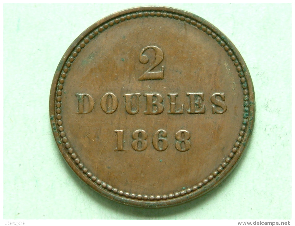 1868 - 2 Doubles / KM 9 ( For Grade, Please See Photo ) !! - Guernsey