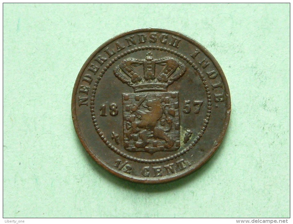 1857 1/2 Cent / KM 306 ( For Grade, Please See Photo ) !! - Indes Néerlandaises