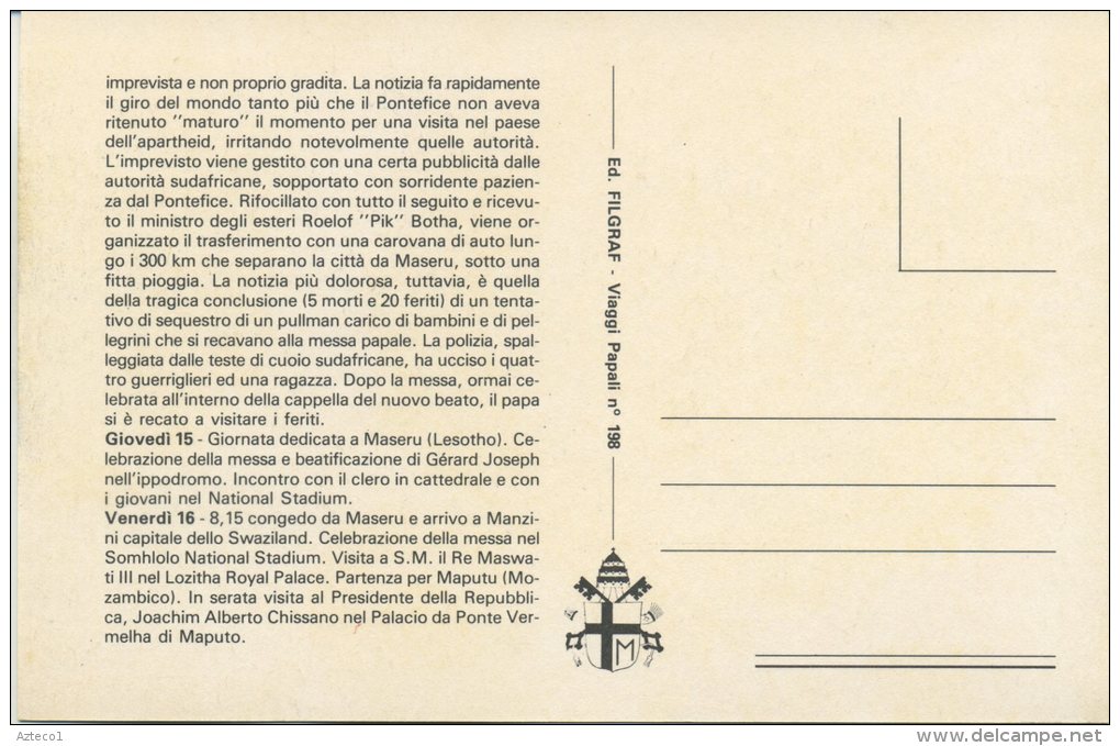 VATICANO - VIAGGIO DI PAPA GIOVANNI PAOLO II IN AFRICA - 1988 - Vaticano