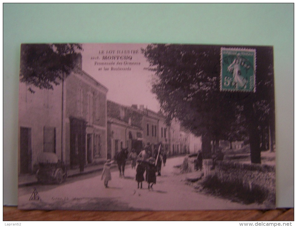 MONTCUQ (LOT) LES COMMERCES. LES MAGASINS. LES VOITURES. PROMENADE DES ORMEAUX ET LES BOULEVARDS. - Montcuq