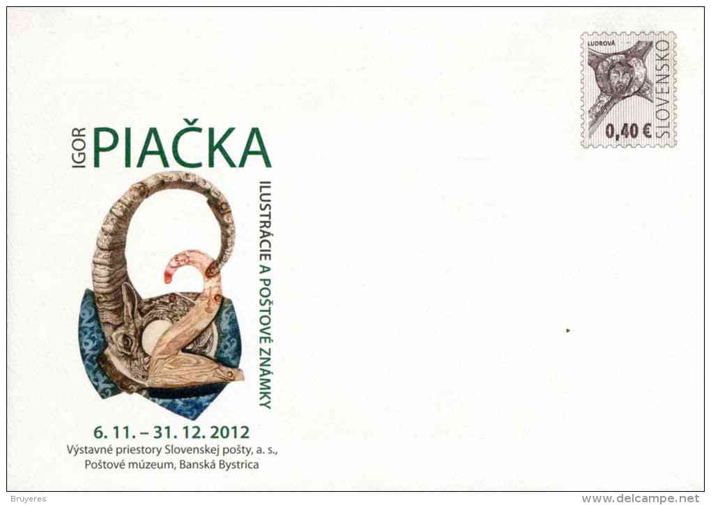 Entier Postal De 2012 Sur Enveloppe Illustrée "Musée Postal De Banska Bystrica : Igor Piaka" - Briefe