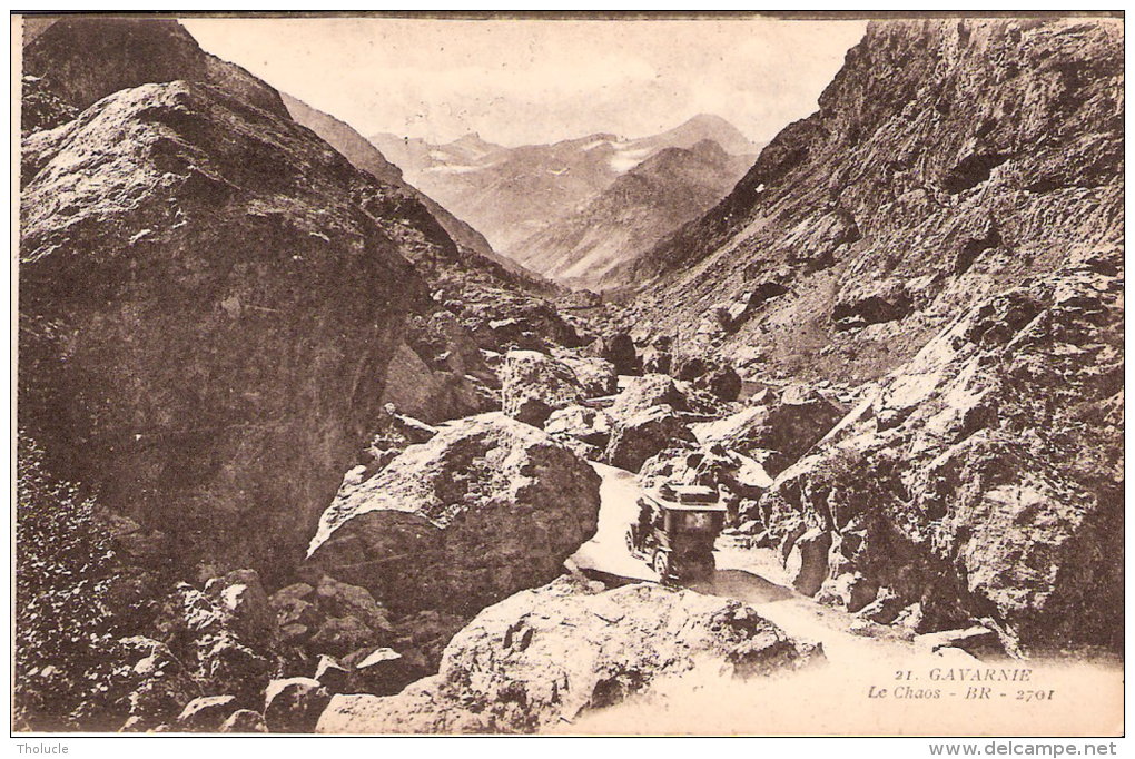 Gavarnie (65- Hautes-Pyrénées)-Le Chaos- Voiture Ancienne En Montagne-Oldtimer-Vintage Cars- CPA +/-1920 (Dos Vert) - Gavarnie