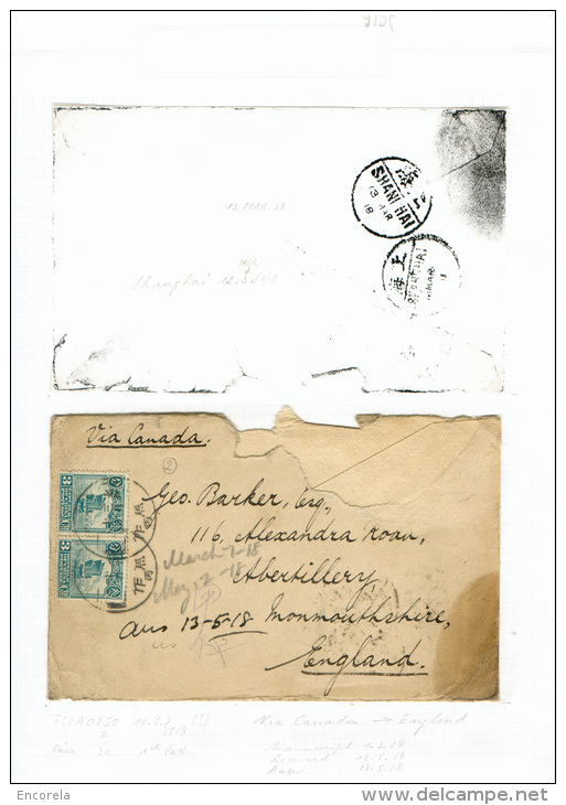 COVER FROM CHINA - CHINE N°149 (Yv.) On Cover - 9105 3 Cent. (boat/Junk)(pair), Obl. Chinoise De TSIAOTSO On Cover Du 10 - 1912-1949 République