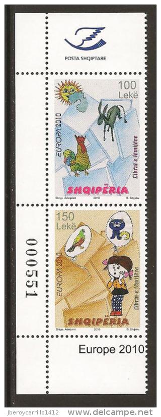 ALBANIA -  EUROPE 2010 – ANNUAL SUBJECT “CHILDRENS BOOKS” -  SET Of 2  VERTICAL -PERFORATED - 2010