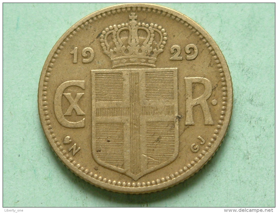 1929 N GJ - 1 KRONA / KM 3.1 ( For Grade, Please See Photo ) ! - Islande