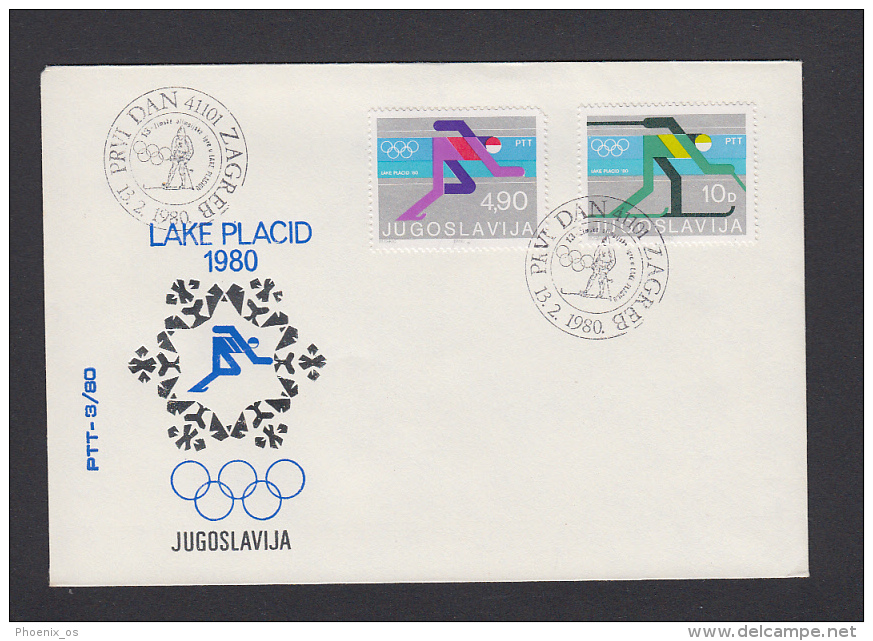 YUGOSLAVIA  - FDC, Olympic Winter Games Lake Placid 1980 - Invierno 1980: Lake Placid