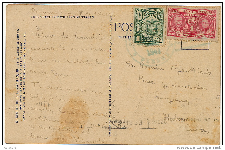 Grupo De Indios Isla El Tigre Piercing Nose  P. Used 1941 To Cuba 2 Stamps - Panama