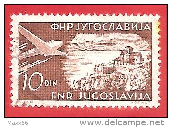 JUGOSLAVIA - USATO - 1951 - Airmail - Vedute - Landscape - 10 Dinar - Michel YU 648A - Used Stamps
