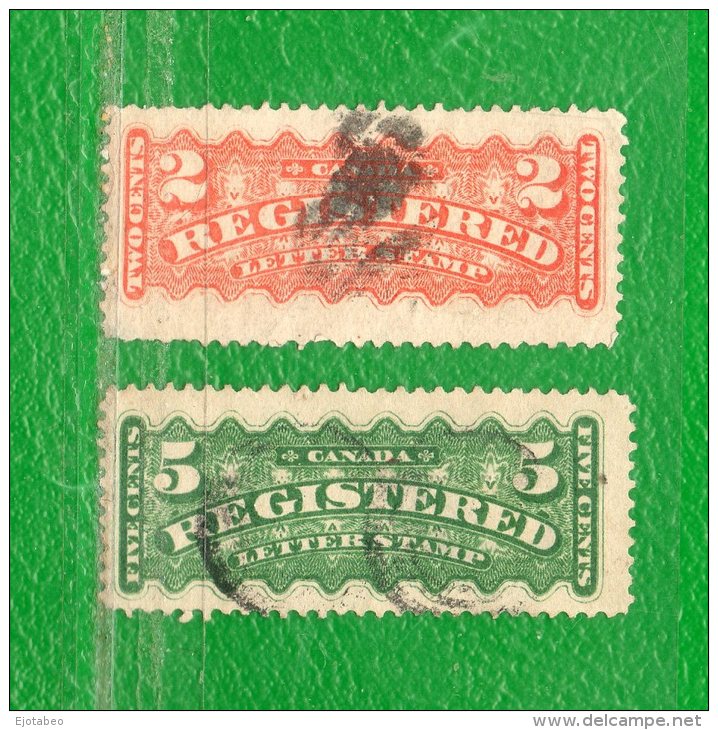 21 CANADA 1875-88 Registrados (Certificados) Yvert 1. Y  2 -  V.F.  2 C. Y  5 C. - Aangetekend