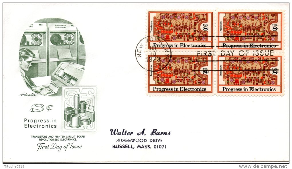USA. N°995 X4 Sur Enveloppe 1er Jour (FDC) De 1973. Electronique. - Informática