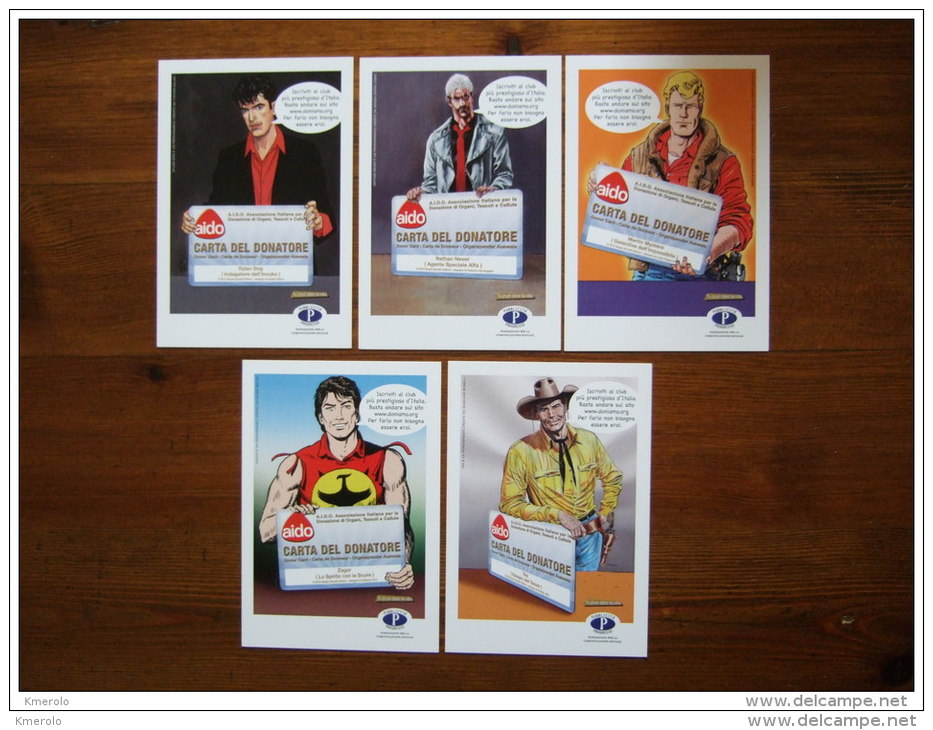 Tex, Zagor, Dylan Dog, Martin Myster Lot De 5 Cartes Postales - Comicfiguren