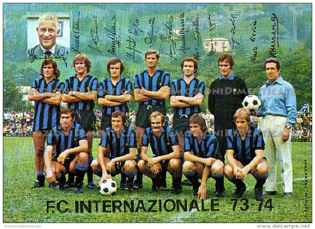 Inter Internazionale Milano Calcio Squadra Campionato 1973 1974 Autografi Stampati - Calcio