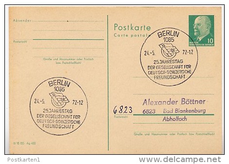 DEUTSCH-SOWJETISCHE FREUNDSCHAFT Berlin 1972 Auf  DDR Postkarte P75 - Postcards - Used