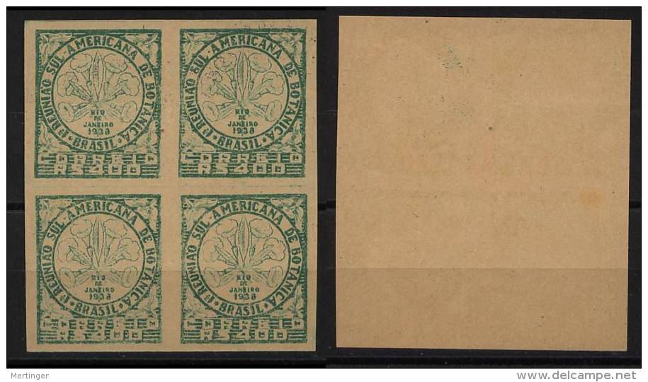 Brazil Brasilien Mi# 505 U (*) Block Of 4 Imperforated Botanico 1939 - Unused Stamps