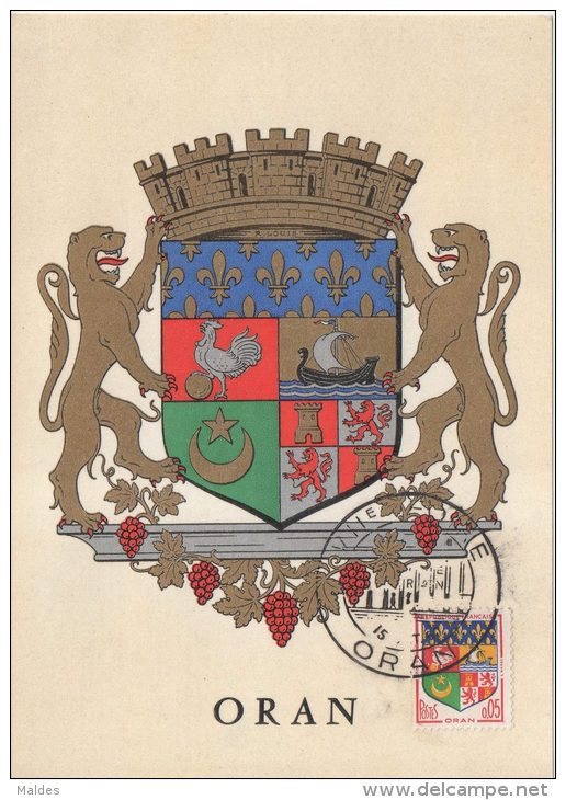 Oran  VII éme Foire 15 Octobre 1960 Carte Maximum Blason Oran - Brieven En Documenten