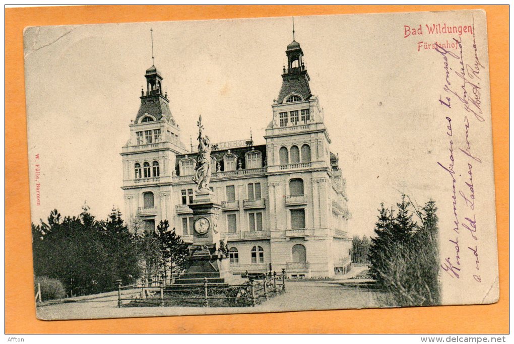 Bad Wildungen Furstenhof  1905 Postcard - Bad Wildungen