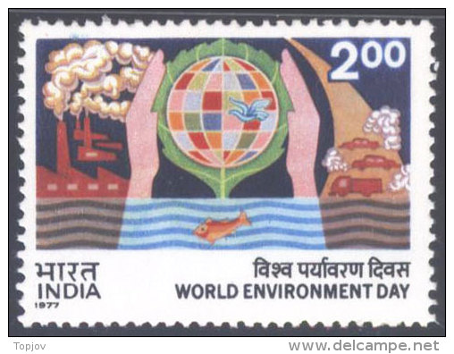 INDIA - WORLD ENVIRONMENT DAY, ENVIRONMENT PROTECTION FLOBE - ECOLOGY DAY  - **MNH - 1977 - Unused Stamps