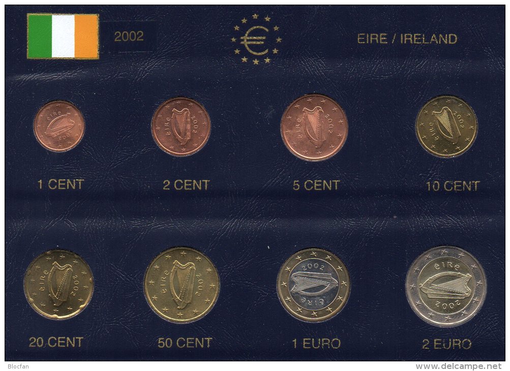 Satz EURO Irland 2002 Prägeanstalt Dublinstg 20€ Aus Album Im Stempelglanz Der Staatlichen Münze Set Coin Of EIRE - Ireland