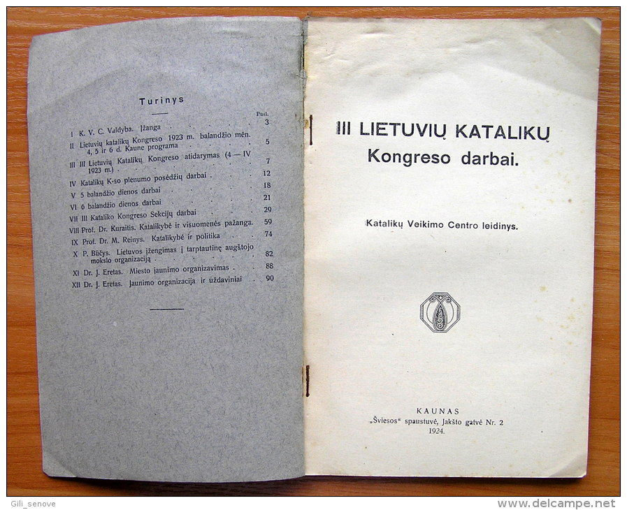 Lithuanian Book /III Lietuviu Kataliku Kongreso Darbai (Congress Works) 1924 - Alte Bücher