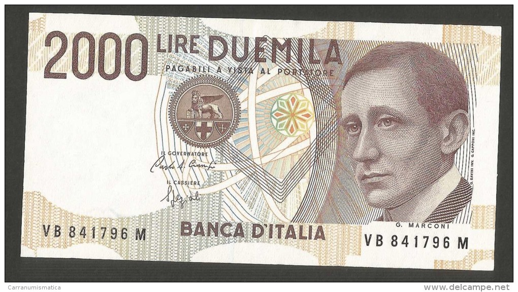 REPUBBLICA ITALIANA - 2000 Lire MARCONI - (Firme: Ciampi / Speziali - 1992) - FDS - 2000 Lire