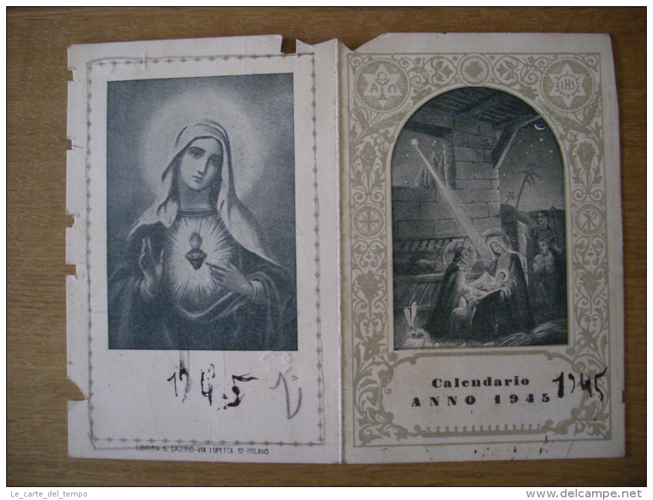 Calendario/almanacco Santino ANNO 1945. Libreria DAVERIO. - Grossformat : 1941-60