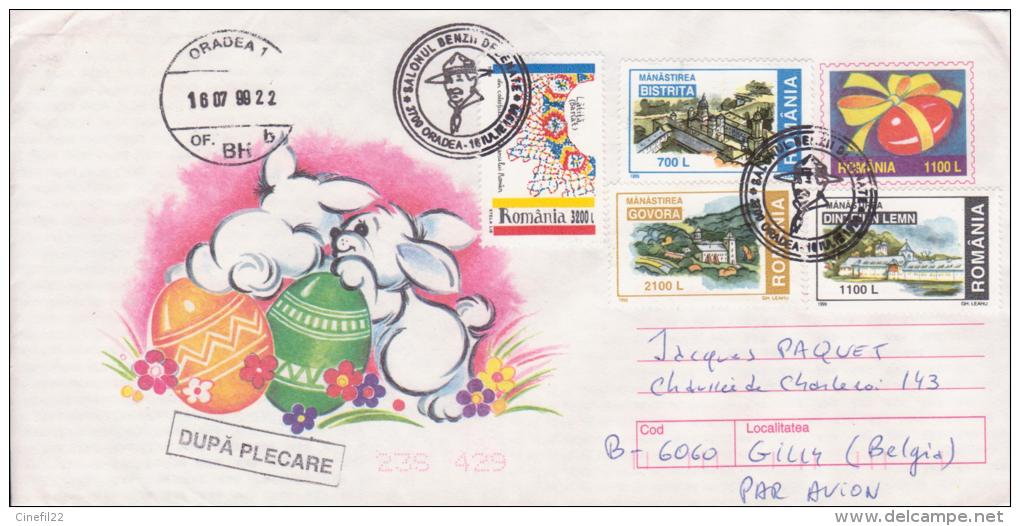 Roumanie, Entier Postal Illustré, Scoutisme, Baden-Powell, Bande Dessinee, Lapins, Oeufs, Paques, 1999, - Other & Unclassified