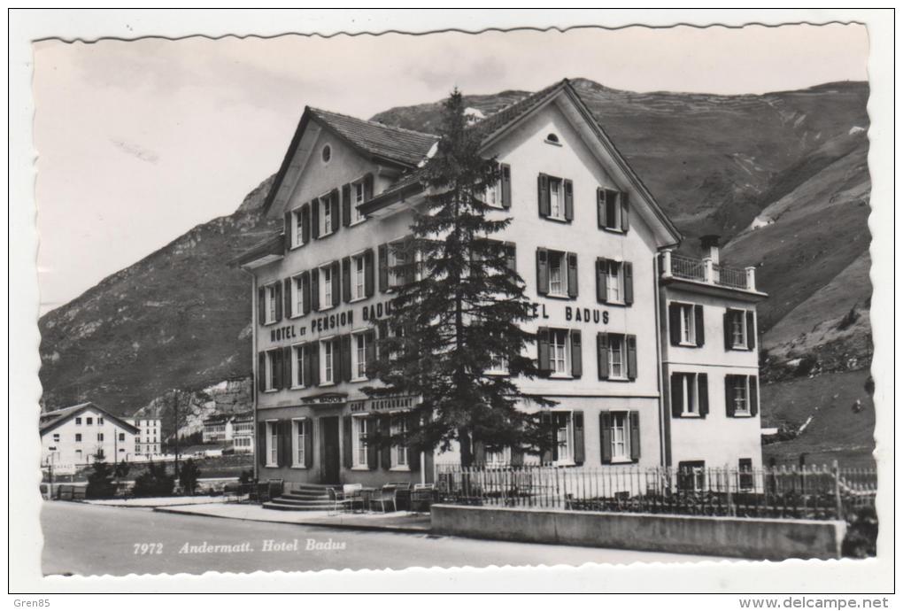 CPSM ANDERMATT HOTEL ET PENSION BADU, CAFE RESTAURANT, Format 9 Cm Sur 14 Cm Environ, CANTON D´URI, SUISSE, SCHWEIZ - Andermatt