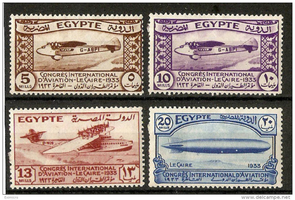 EGYPT 1933 INTERNATIONAL AVIATION CONGRESS SET (ex 15m) SG 214/218 (ex SG217) MOUNTED MINT Cat £49.75 - Neufs