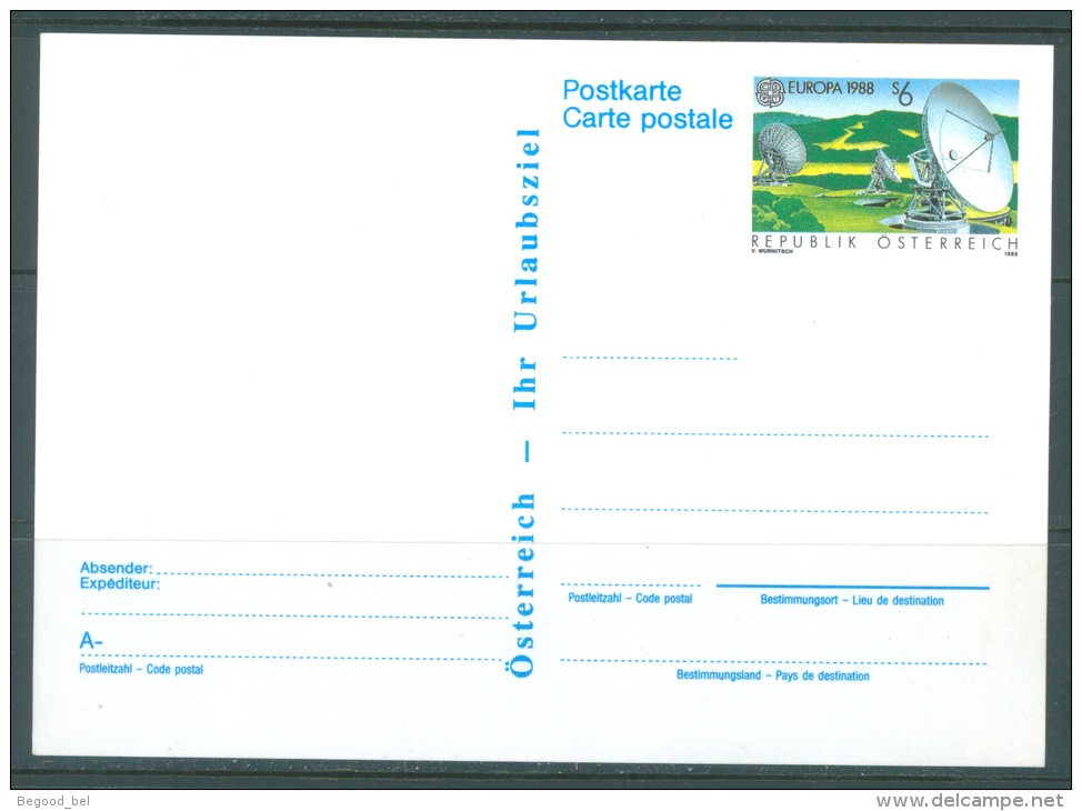 AUSTRIA - GANZSACHEN 13.5.1988 - EUROPA Mi P491 - Lot 8296 - Autres & Non Classés