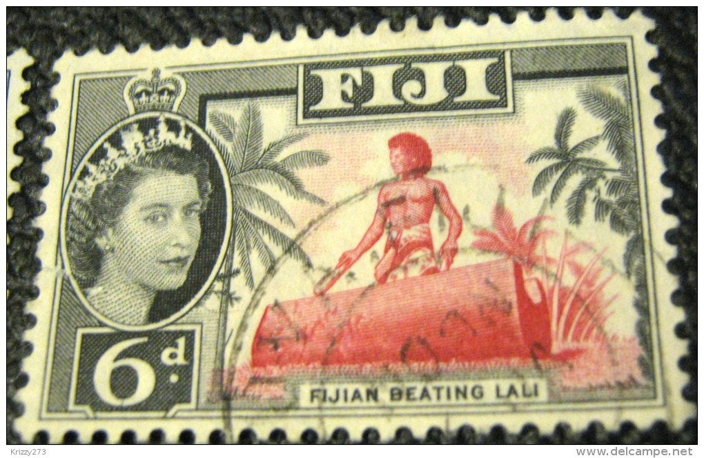 Fiji 1954 Fijian Beating Lali 6d - Used - Fiji (...-1970)