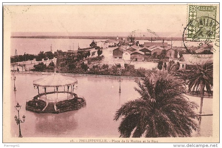 CPA-1930-ALGERIE-PHILIPPEVILLE-PLACE DE LA MARINE Et LE PORT -TBE - Skikda (Philippeville)