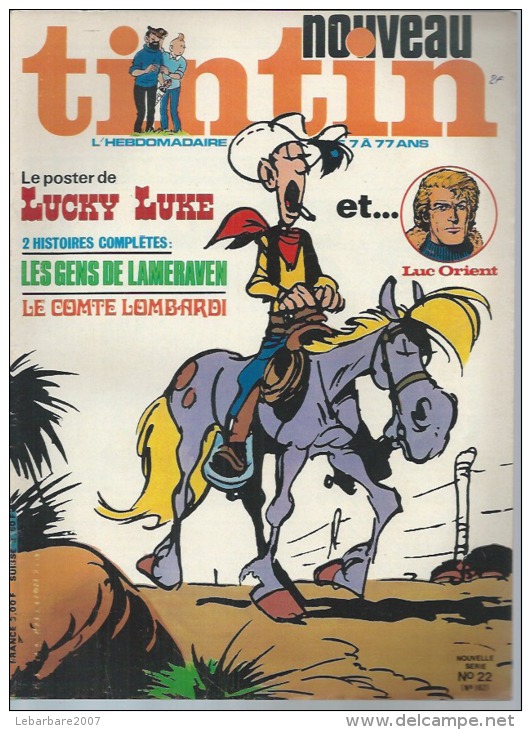 TINTIN NOUVEAU   N° 22  -  MORRIS  -   DARGAUD -   1976 - Tintin