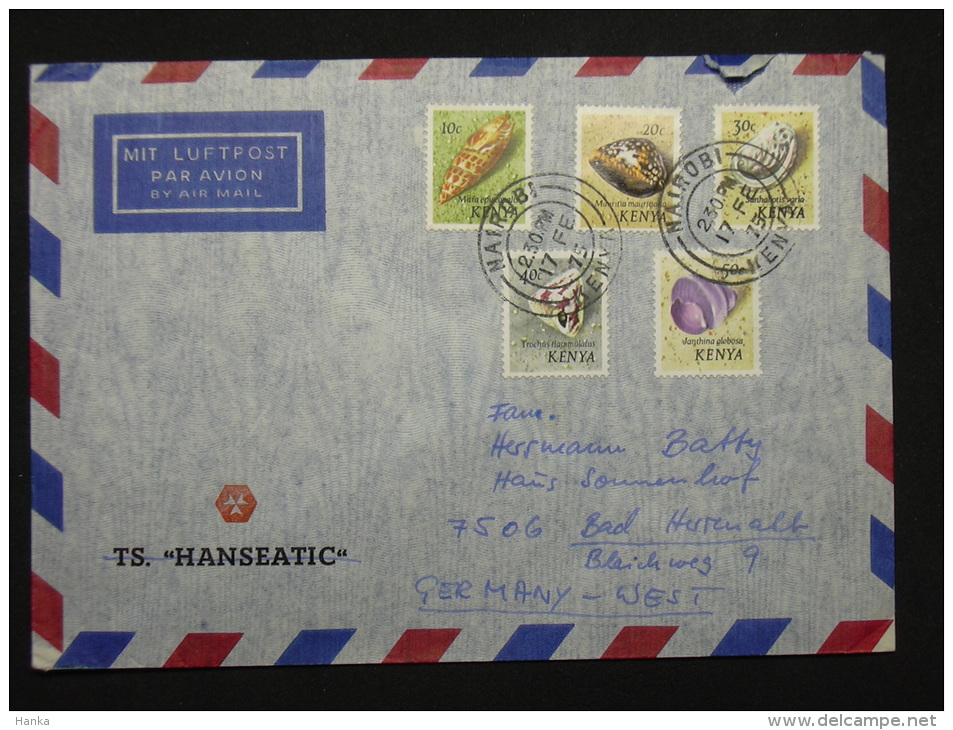 Cover Kenia Kenya, 1975, Nairobi, Muschel, Shell,  5 Nice Stamps - Kenia (1963-...)