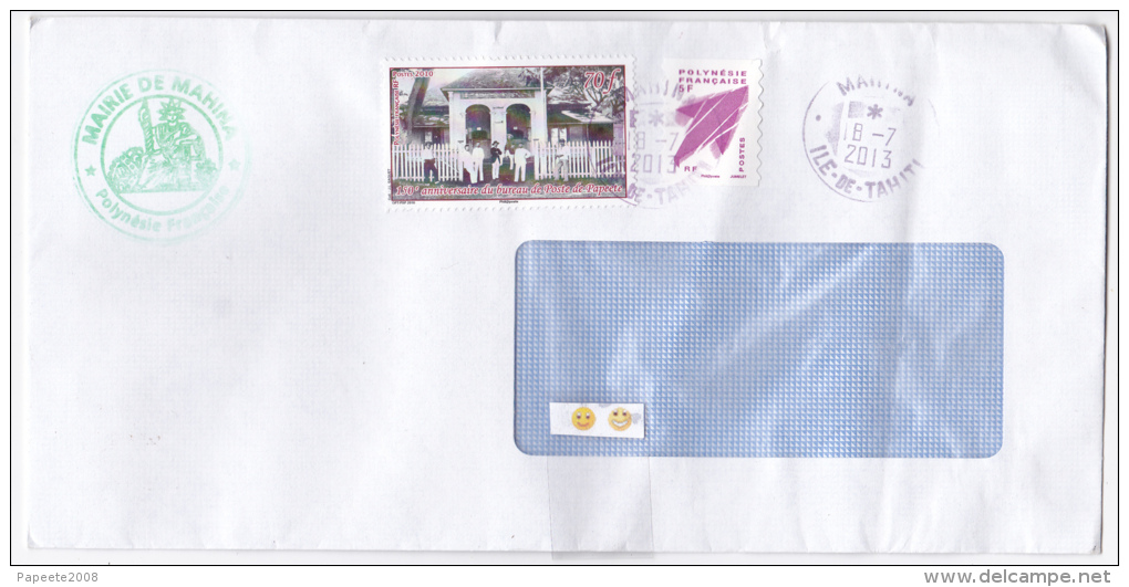 Polynésie Française / Tahiti - Mairie De Mahina - 1 Enveloppe Timbrée En 2013 - Brieven En Documenten