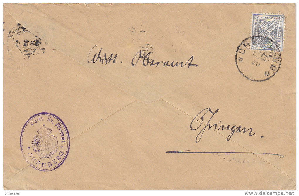 Württ. 231 B EF Auf  Wiederverwendetem Brief Mit Stempel: Ohrnberg 7.NOV 1919, Geprüft - Sonstige & Ohne Zuordnung