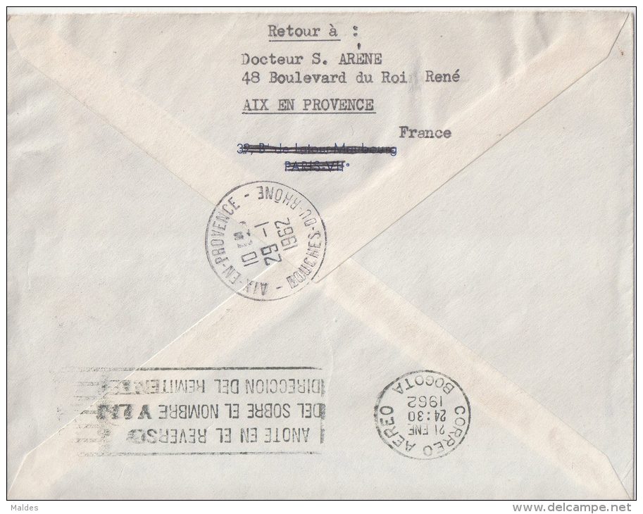 Enveloppe Première Liaison A Réaction Bogota 20-01-1962 - Primeros Vuelos