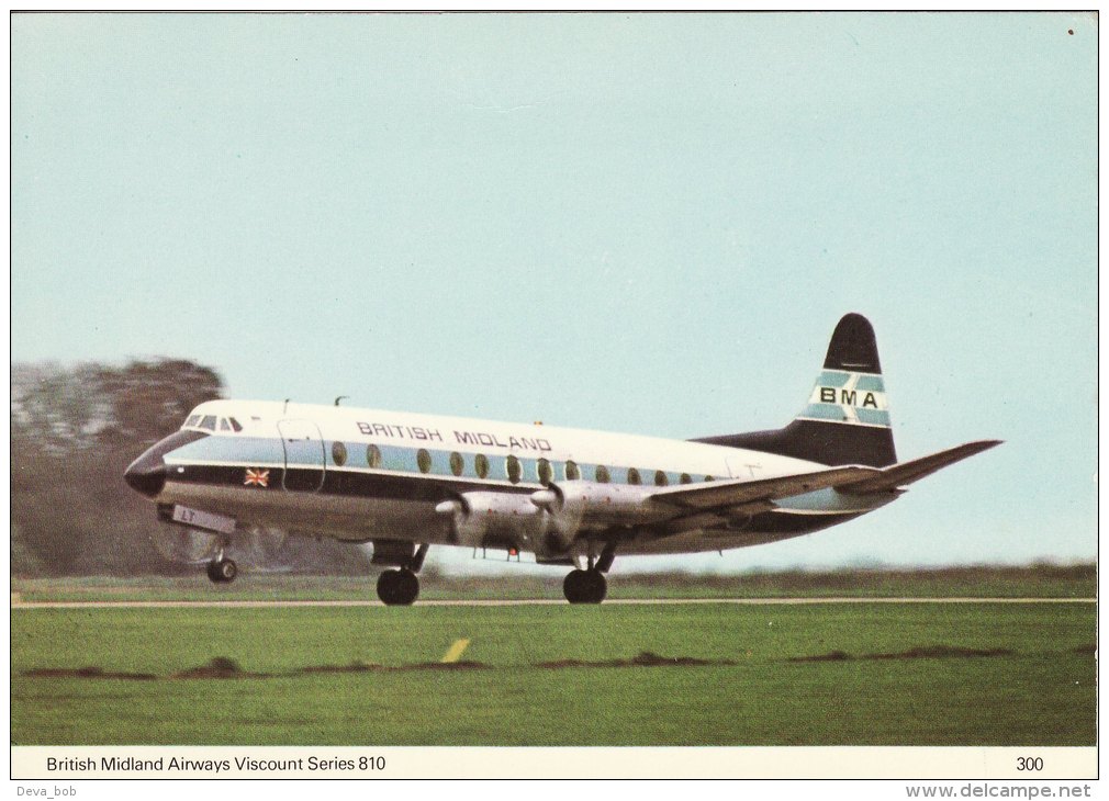 Aircraft Postcard British Midland Airways Viscount Series 810 - 1946-....: Moderne