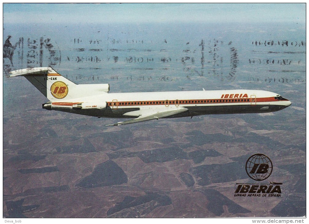 Aircraft Postcard Iberia Airlines Boeing 727-256 727 Jet Airliner Spain Spanish - 1946-....: Moderne