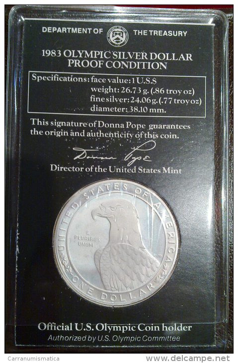 STATI UNITI 1 DOLLAR 1983 OLYMPIC SILVER DOLLAR BRILLIANT UNCIRCULATED - Commemorative