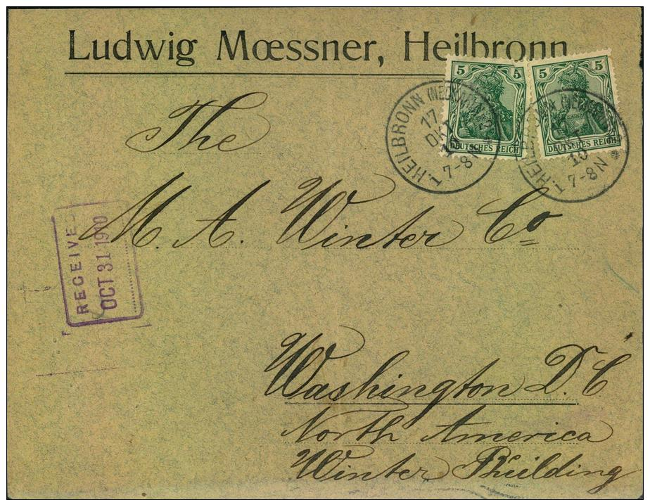 1910: Brief Mit Sondertarif "Amerika Direkt" Ab HEILBRONN, Umschlag Falte - 37357 - Altri & Non Classificati