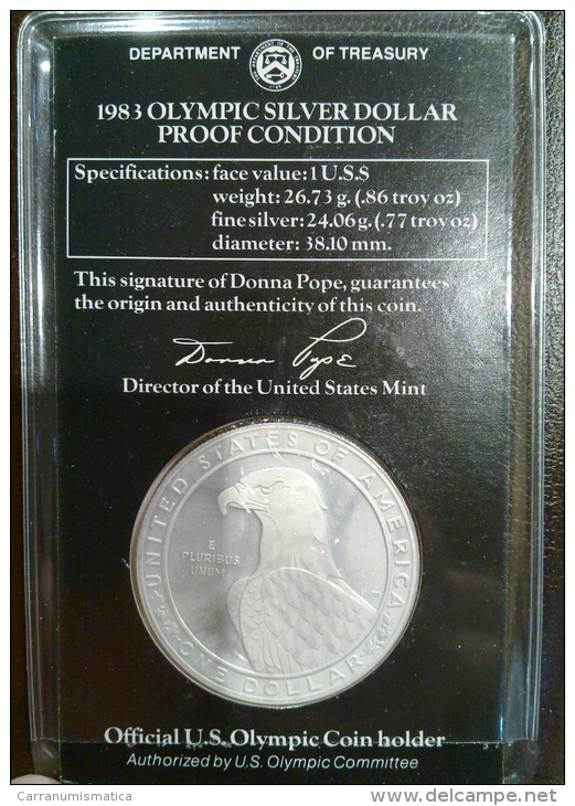 STATI UNITI 1 DOLLAR 1983 OLYMPIC SILVER DOLLAR BRILLIANT UNCIRCULATED - Commemoratifs