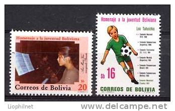 BOLIVIE 1982, FOOTBALL Et PIANISTE, 2 Valeurs, NEUFS / MINT. R078 - Unused Stamps
