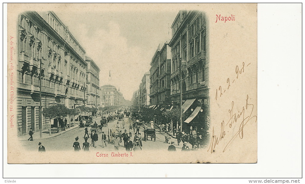 Napoli Corso Umberto I  Edit A. De Simone  Tram Cheval Horse Tram 1902 - Napoli (Naples)