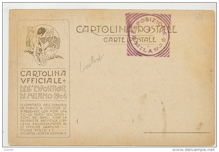 Milano Cartolina Ufficiale Esposizione 1906  Pilade Rocco D C. - Milano (Milan)