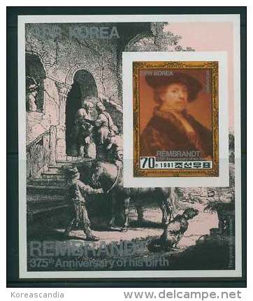 NORTH KOREA 1981 SELF-PORTRAIT REMBRANDT SHEET IMPERF - Rembrandt