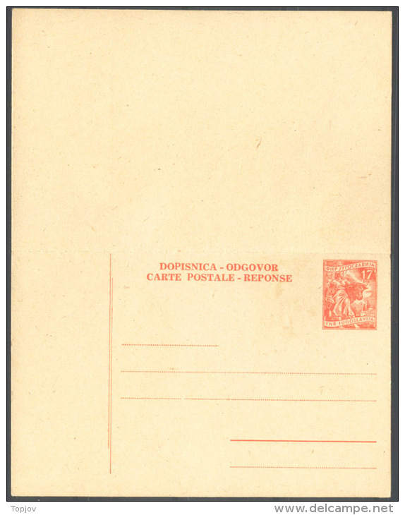 YUGOSLAV - JUGOSLAVIA  -  INLAND POST CARD + REPONSE - FARM - Cattle Breeding -1955 - LUX UNC - Postal Stationery