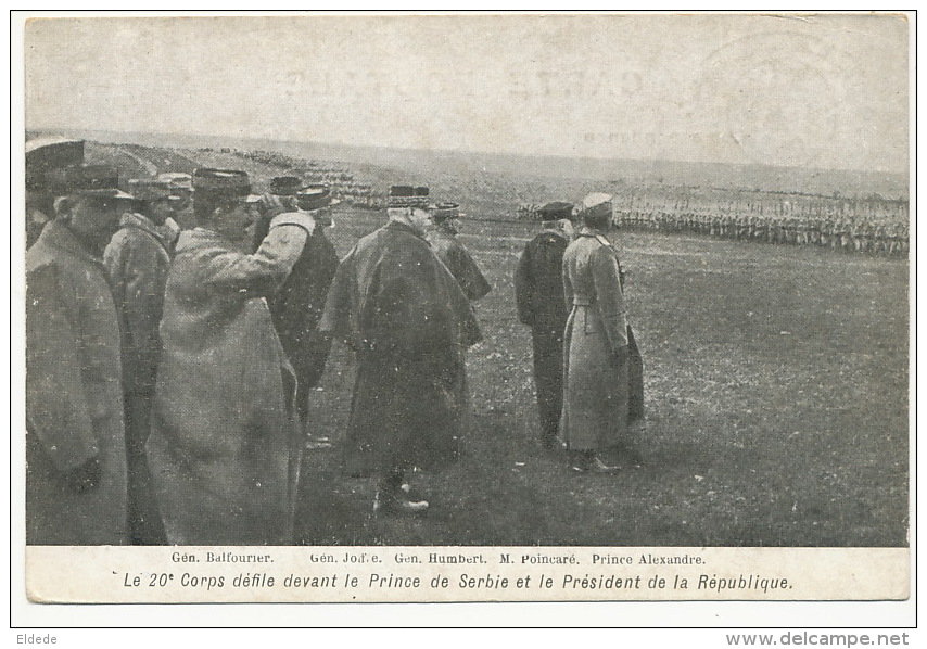 Prince Alexandre With French Generals Balfourier, Joffre, Humbert WWI Serbian Allied - Serbie