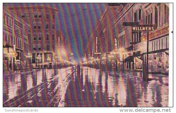 Iowa Des Moines Walnut Street At Night 1910 - Des Moines